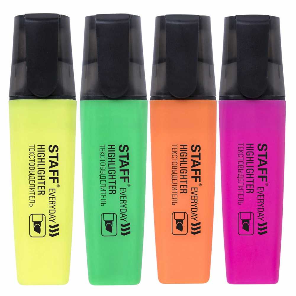 Набор текстовыделителей STAFF EVERYDAY HL-638, 4 шт., АССОРТИ, линия 1-5 мм