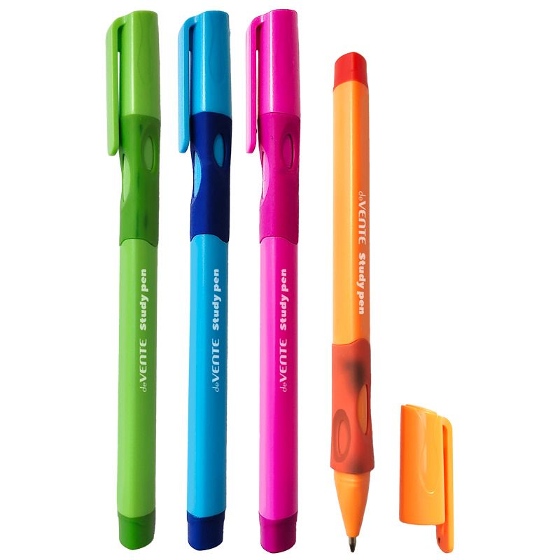 Ручка для левшей Study Pen, 0,7мм, синяя, с эргономичным каучуковым держателем deVENTE