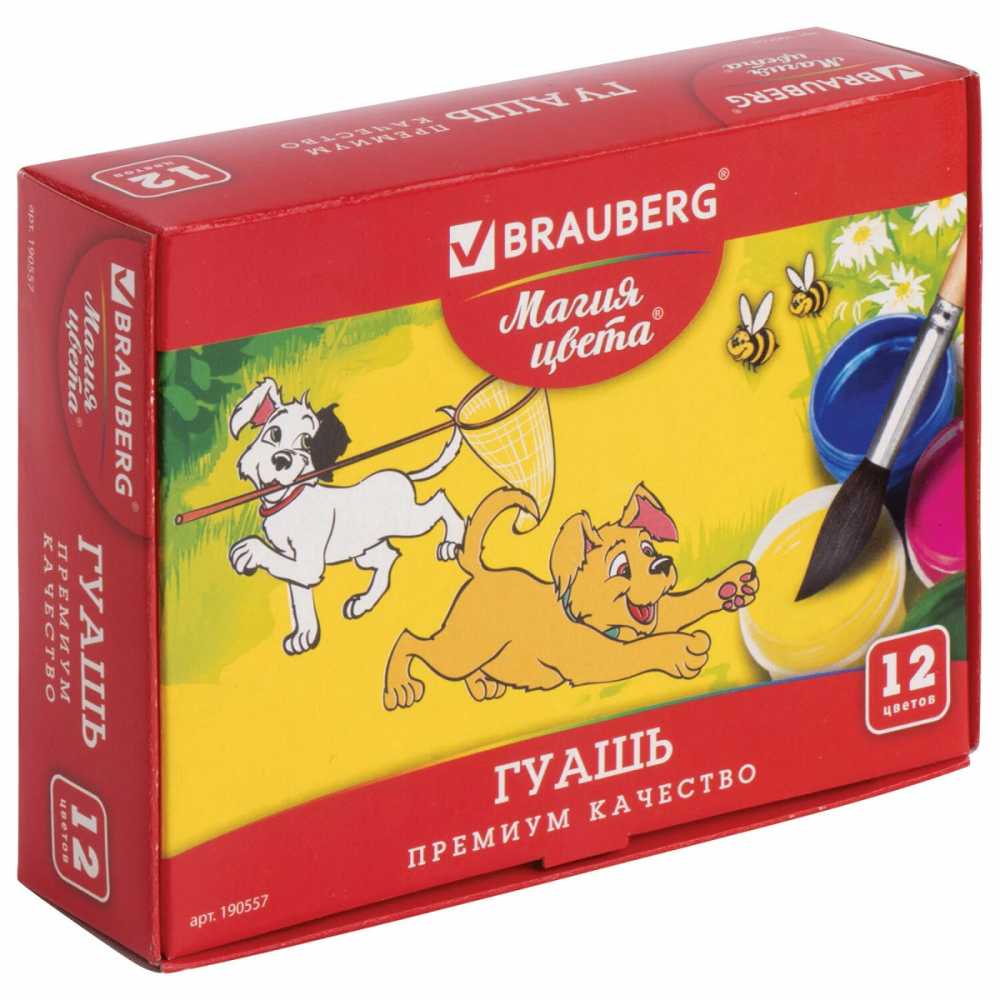 Гуашь BRAUBERG МАГИЯ ЦВЕТА, 12 цветов по 20 мл